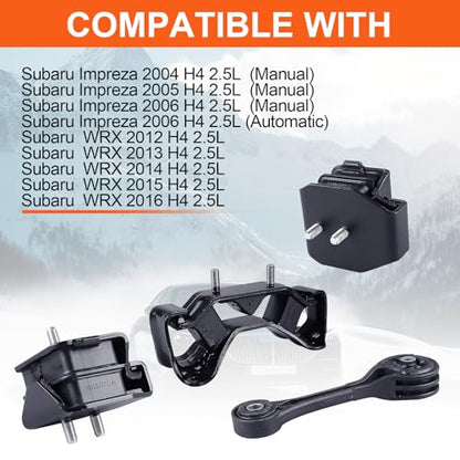Engine Motor Mount Set & Trans Mount ,Replaces A6712 A6712 A6739 A6723 - size: Wrx 12-16 2.5L