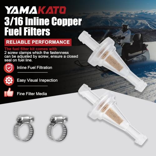 YAMAKATO 2PCS 3/16 Inline Copper Scooter Clear Fuel Filters - size: 2 filters + no fuel line + 2 clamps