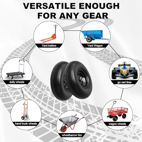 Storystore 13" Wheelbarrow Tires, 1-Pack 4.00-6 Flat Free Tire And Wheel with 5/8" or 3/4" Bearings, 1.75" Centered Hub for Hand Trucks, Wheelbarrows, Dolly, Wagon, Trailer - size: 13" (1 Pack)