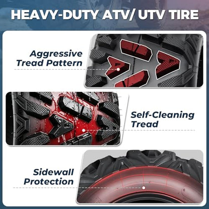 PROPARTS Set of 2 26x11-14 All-Terrain ATV UTV Tires, 6-Ply 26x11x14 Tire for Off-road, Trail, Mud, and Sand, Tubeless - size: 26x11-14