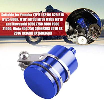 Universal Motorcycle Aluminum Brake Fluid Reservoir Oil Cup Fit For Yamaha Kawasaki Honda Suzuki BMW and more （Blue) - color: blue