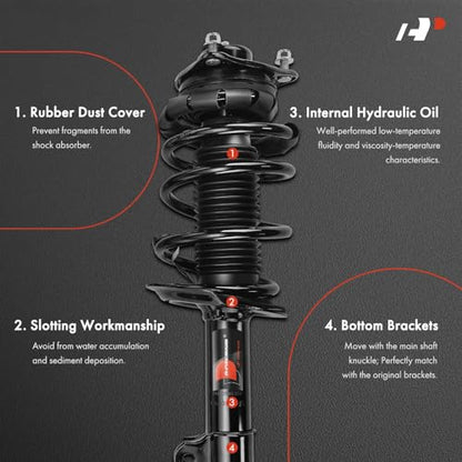 A-Premium Front Complete Strut Assemblies with Coil Springs, Set of 2