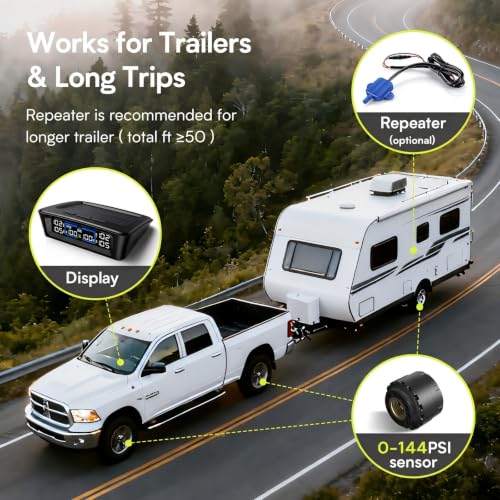 Tymate TM12 RV Tire Pressure Monitoring System,TPMS 6 Sensors & Booster Kit - size: 6 Sensors+Repeater