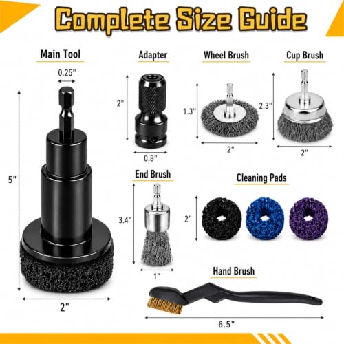 Wheel Hub Cleaning Tool, Brake Rotor Resurfacing Kit - 8 Pads & Coarse Carbon Steel Crimping Wire Wheel Brush, Rust Removal Tool for Car Repair - color: Gold