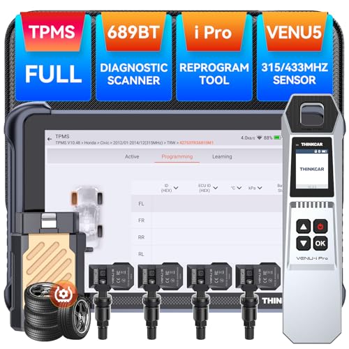 THINKSCAN 689BT TPMS Combos, Professional OBD2 Scanner Diagnostic Tool with TPMS, Activate/Read/Learn Sensor Tool with VENU iPro, Programming Sensors(Pack in 315/433MHz VENU5) Only