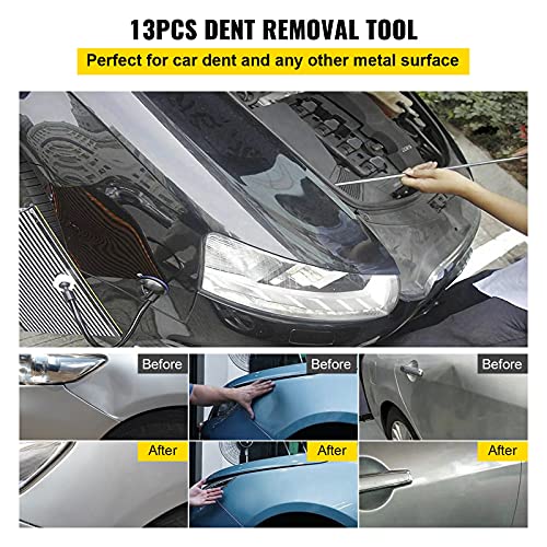 VEVOR Rods Dent Removal Kit, 13 Pcs Paintless Dent Repair Rods, Stainless Steel Dent Rods, Whale Tail Dent Repair Tools, Professional Hail Dent Removal Tool For Minor Dents, Door Dings And Hail Damage - size: 13pcs