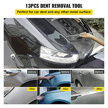 VEVOR Rods Dent Removal Kit, 13 Pcs Paintless Dent Repair Rods, Stainless Steel Dent Rods, Whale Tail Dent Repair Tools, Professional Hail Dent Removal Tool For Minor Dents, Door Dings And Hail Damage - size: 13pcs