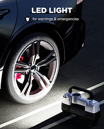 UUP Portable 12V Air Compressor, 150 PSI Tire Inflator with Dual Cylinders - color: Black1