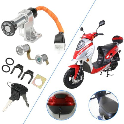 YOXUFA Ignition Switch Key Assembly for Chinese Scooter Moped GY6 49cc 50cc 150cc Tao Tao VIP Icebear Jonway Roketa Tank Peace Sports Vitacci Magnum Sunny Replacement Parts
