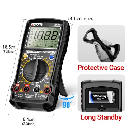 ANENG SZ26 Digital Multimeter, Engine Analyzer, 500-10000 RPM Tachometer - color: Black