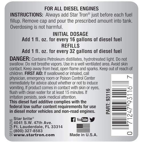 STAR TRON Enzyme Fuel Treatment - Diesel - style: 16 Oz Treats 512 Gallons
