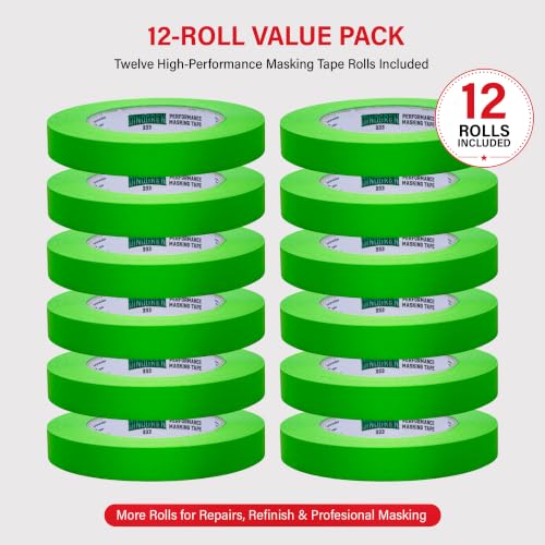 LAUCO DINOGREN Masking Green Tape 3/4 Inch x 60 Yards, 12 Rolls, Green High Performance Painters Tape, Heat and Water Resistant Tape for Car Painting and Auto Body Refinishing 7765 - size: 0.75in-12rolls