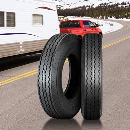 Pack of 2 8-14.5 Size Trailer Tires, 14PR Load Range G, All-Season Radial, Durable Replacement for Utility, Boat, Camper, Cargo, Farm, Horse, and Landscape Trailers, Specification: 8-14.5 14PR - size: 8-14.5