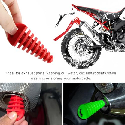 Sun Walker 2 PCS Muffler Exhaust Wash Plug, 0.6"-1.5" Motorcycle Exhaust Silencer Cleaning Plug with Streamer, Rubber Muffler Tailpipe Wash Protector for 2 Stroke Dirt Bike ATV (Red) - color: Red, Thin