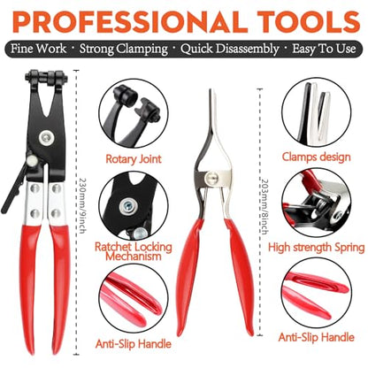324Pcs Spring Hose Clamp Kit (6-38mm) with 2 Pliers for Fuel Lines - color: 324-piece