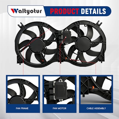 Dual Radiator Fan with Control Module Replacement for Pathfinder 2013-2017 Replacement for QX60 2014-2019 Replacement for JX35 2013 Replacement for 621-586 621586 214813JA2E NI3115149