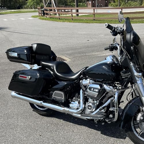 TCT-MOTORPARTS Chopped Tour Luggage Trunk Pack Rack Fit for Harley Havidson - color: Vivid Black Chopped Trunk+Chrome Rack