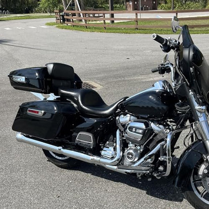 TCT-MOTORPARTS Chopped Tour Luggage Trunk Pack Rack Fit for Harley Havidson - color: Vivid Black Chopped Trunk+Chrome Rack