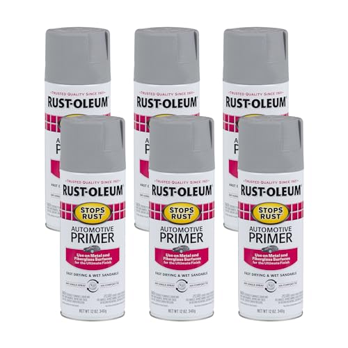 Rust-Oleum Stops Rust Automotive Primer Spray, Flat Light Gray - color: Flat Light Gray, size: 12 Ounce (Pack of 6)