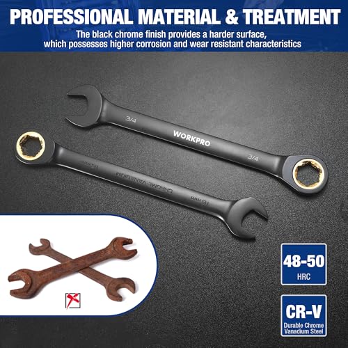 WORKPRO 22-Piece Ratcheting Wrench Set, Metric 6-18mm & SAE 1/4-3/4" - style: Regular
