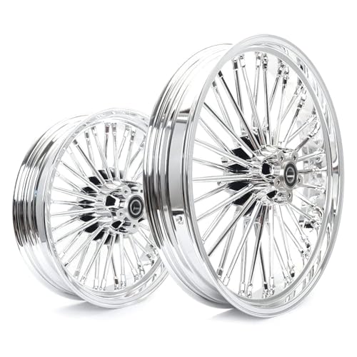 TOFR 21x3.5 16x3.5 Chrome Fat Spoke Wheels For Harley Softail Models 00-22 - color: Chrome, size: Front:21x3.5 Rear:16x3.5