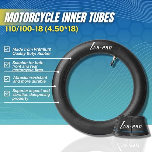 (2-Pack) 110/100-18 (4.50 x 18) Heavy-Duty Motorcycle Inner Tubes - 3mm Thick Butyl Rubber Inner Tubes - TR4 Valve Stems - Designed for Off-Road and Motocross Tires - size: 110/100-18" (4.50 x 18), TR4 Valve