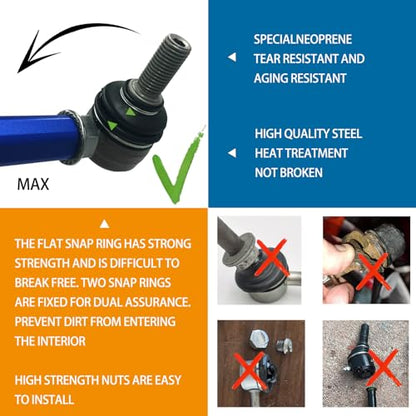 2Pc 11.81-13.78' 300-350mm M12 Modified Adjustable Stabilizer Sway Bar Link - size: Front-11.81-13.78Inch-M12
