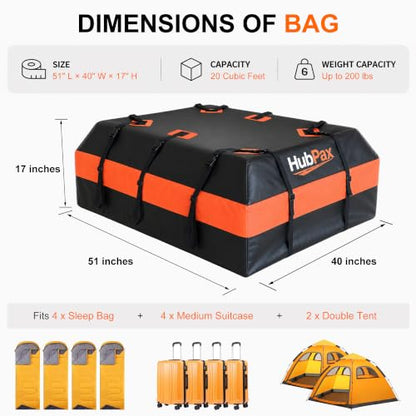 Roof Mount Cargo Carrier Basket & 20 Cu Ft. Waterproof Cargo Bag - size: 20 Cubic feet