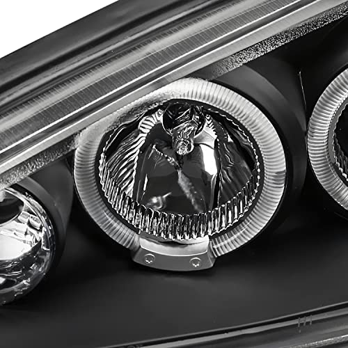 SPEC-D TUNING Black Dual LED Halo Projector Headlights - color: Black Housing Clear Lens
