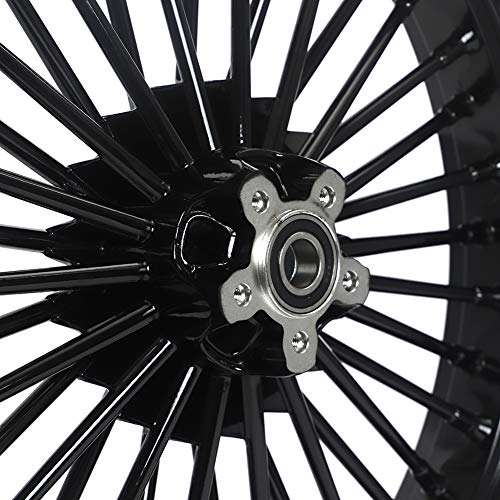 TOFR 21x3.5 16x5.5 Fat Spoke Black Wheels For Harley Softail Choppers 06-20 - color: Gloss Black, size: Front：21x3.5 Rear：16x5.5