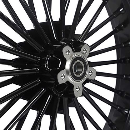 TOFR 21x3.5 16x5.5 Fat Spoke Black Wheels For Harley Softail Choppers 06-20 - color: Gloss Black, size: Front：21x3.5 Rear：16x5.5