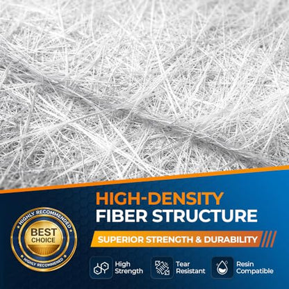 Fiberglass Chopped Strand Mat Roll, 1.5 oz, 4 in x 5 Yards, Fiberglass Mat for Boat Repair, Auto Body Repair, Compatible with Polyester & Vinyl Ester Resin - size: 4" x5Yards