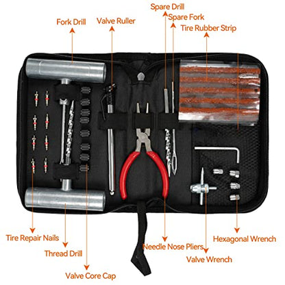 AUTOXBERT Universal Tire Repair Kit 45Pcs Heavy Duty Car Emergency Tool Plug Set - size: 45pcs Compact kit