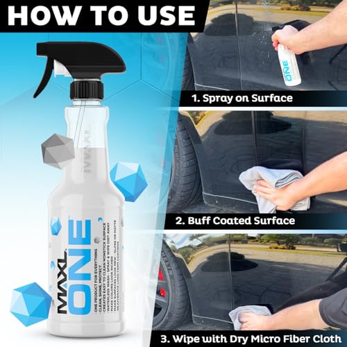 MAXL MAXLONE™ Car Spray with Triphene® All Purpose Waterless Detailer 3 Kit - style: 3 Bottles + 6 Towels