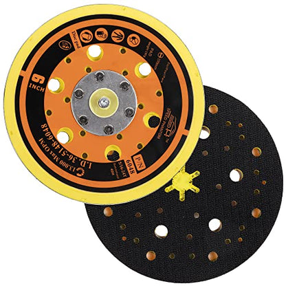 6 inch with 48 Holes Hook and Loop Backing Pad for Air Sander Polisher, 5/16"-24 Thread Max 13000RPM, Pack of 1 - color: Hook and Loop, size: 6 inch 5/16"-24 Thread with 48 holes