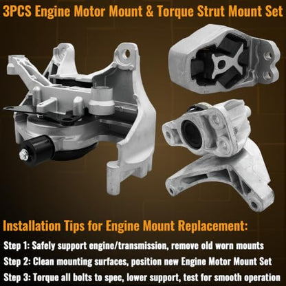 112206RC1C Engine Motor & Transmission Mount Kit Fit Nissan Rogue 1.5 2023 2021 2022 2024 (FWD ONLY), Motor Mount Trans Mount Kit w/Torque Strut Mount Replaces 112206RC1A 113606RC0B