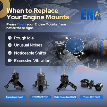 ENA Engine Motor and Trans Mount Set of 4 Compatible with Toyota 2002 2003 2004 2005 2006 Camry 2.4L Auto Trans Replacement for A4203 A4211 A4204 A4207 9211 9212 9148 9165