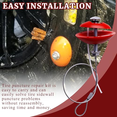Sidewall Tire Repair Kit Portable Side Wall Slug Emergency Repair Tool Compatible with ATV SXS Can-Am Jeep Tractor Polaris RZR Trailer Lawnmower Less Than 1.5 Inches Side Tear Length Patch