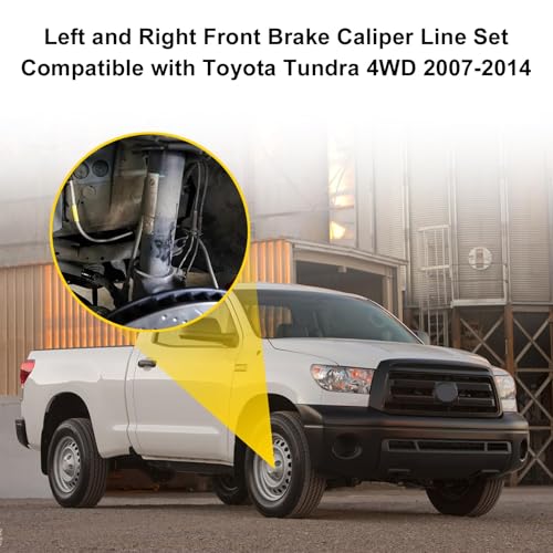 FZJDSD Front Brake Caliper Line Kit Pair Compatible with 2007-2014 Toyota Tundra 4WD, Left & Right Hydraulic Brake Flex Hose Set, DOT Compliant Steel Brake Lines, Caliper to Hard Line