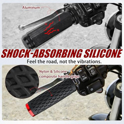 Red 1" Silicone Cable Throttle Grips with Rear End Cap - color: Red