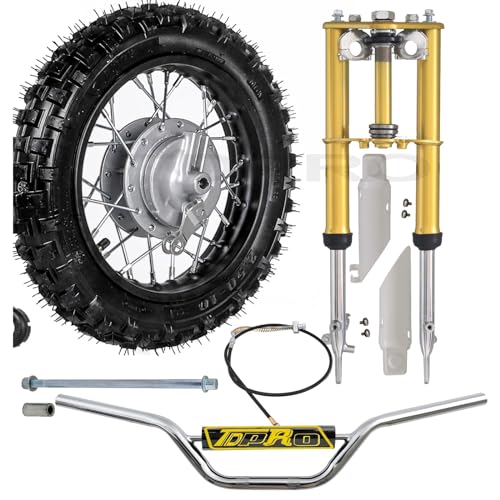 10" Front Wheel 2.50-10 Tire Rim + Front Forks Shock + 7/8" Handlebars + Axle for XR CRF 50 XR50 CRF50 TTR50 PW50 50cc 70cc 90cc 110cc 125cc Dirt Pit Bike Coolster SSR