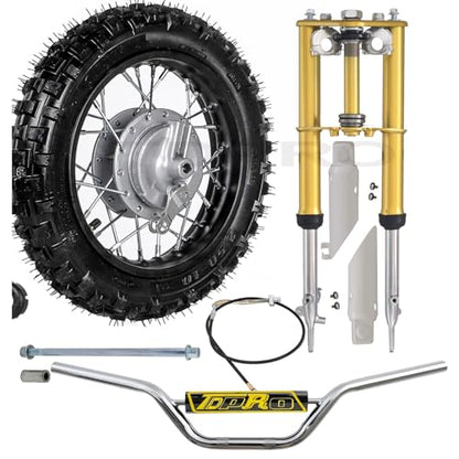 10" Front Wheel 2.50-10 Tire Rim + Front Forks Shock + 7/8" Handlebars + Axle for XR CRF 50 XR50 CRF50 TTR50 PW50 50cc 70cc 90cc 110cc 125cc Dirt Pit Bike Coolster SSR