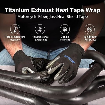 NEZUIBAN Exhaust Wrap 2" x 16FT, High Temp Header Wrap with 6 Stainless Steel Ties - color: Black 2''x16'