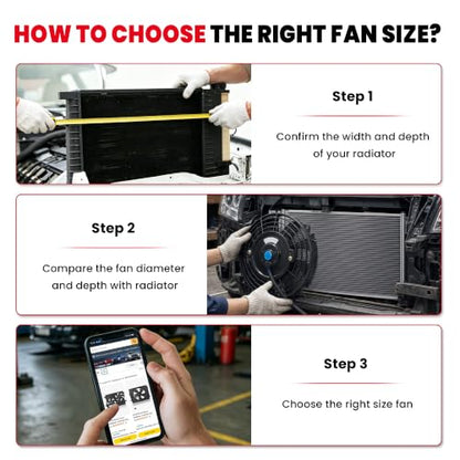 MOSTPLUS Black Universal Electric Radiator Slim Fan Push/Pull 12V + Mounting Kit (7 Inch) - size: 7 Inch, style: Set of 1