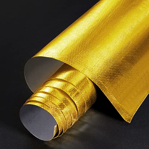 BBTO Heat Reflective Sheet Adhesive Backed Aluminized Fiberglass Heat Shield Tape Protection Barrier Heat Shield Resistant Material for Hose and Auto Use Heat Insulation Sheet(Gold, 12 x 24 Inch) - color: Gold, size: 12 x 24 Inch