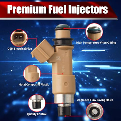Set of 4 Fuel Injectors 16611AA680 FJ858 Replacement - size: FJ858