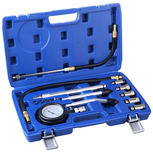 DAYUAN Professional Petrol Engine Compression Tester Kit (Dark Blue- 11Pcs) - color: Dark blue- 11Pcs