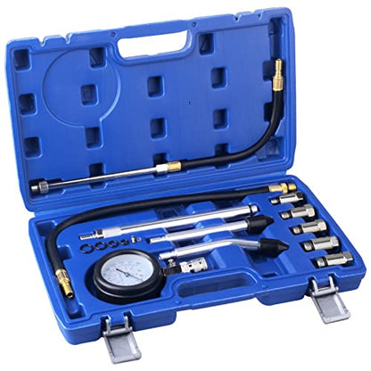 DAYUAN Professional Petrol Engine Compression Tester Kit (Dark Blue- 11Pcs) - color: Dark blue- 11Pcs