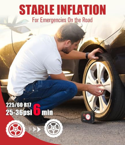 AVID POWER 12V Tire Inflator Portable Air Compressor, Lightweight