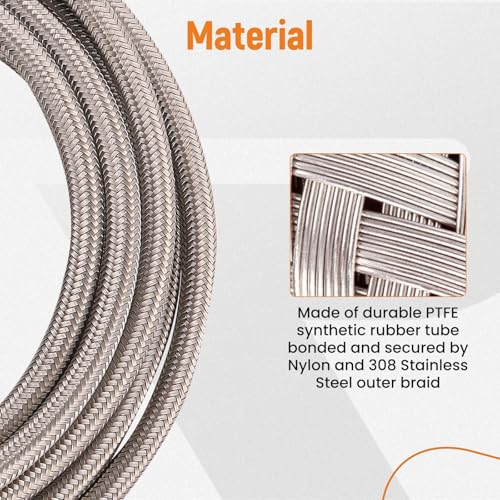 maXpeedingrods 6AN Fuel Line Kit E85, Stainless Steel PTFE Fuel Hoses + 10 PCS 6AN Hose End Adaptor Kit 20FT -Red - size: 6AN 20FT SV RD -11